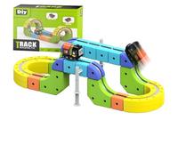 Clickrail Juego de Tren de carriles mágicos eléctricos magnéticos para Coche, Kit de Pista de Tren magnético para niños, Bloques de rieles mágicos, diseños 3D antigravedad (62 Unidades)