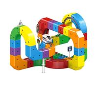 Clickrail Juego De Tren Eléctrico, Diseños Integrados 3D Que Desafían La Gravedad Y Coche Motorizado, Juego De Pistas Magnéticas Flexibles para Coche De Carreras, para Fiesta De Cumpleaños De N 51PCS