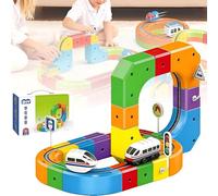 Clickrail Juego De Tren Eléctrico, Juguetes De Construcción De Vías Cúbicas con Tren Recargable por USB, Ferrocarril Modular 3D para Niños, para Niños Y Niñas De 3 A 8 Años 67PCS