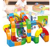 Clickrail Juego De Tren Eléctrico, Juguetes De Construcción De Vías Cúbicas con Tren Recargable por USB, Ferrocarril Modular 3D para Niños, para Niños Y Niñas De 3 A 8 Años 123PCS
