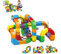 Clickrail Juego De Tren Eléctrico Pista De Carreras Flexible, Juguete Creativo De Construcción De Rieles con Tren Eléctrico Recargable por USB, Pista De Coche Educativa para Niños Y Familias 123pcs