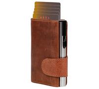 Clicksafe Münzbörse, Accesorio de Viaje-Billetera Unisexo, Cognac/Silber, 10,0 x 6,5 x 2,5 cm