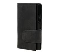 CLICKSAFE® Tarjetero con Compartimento para Monedas y Compartimento para Billetes, de Piel Negra con Caja Fuerte de Aluminio Negro y protección RFID (Tarjetero, Tarjetero, Billetera Delgada)