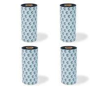 Clickslock 4 rollos de cinta de transferencia térmica de cera mejorada de 6.5 pulgadas x 1476 pies, cinta de impresora térmica de código de barras negra de 165 mm x 450 m con núcleo de 1 pulgada para