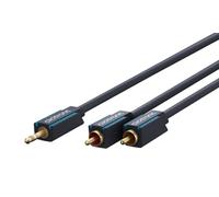 Clicktronic 70467 - Cable cinch para MP3, iPod, Móvil libre (2 m, 2 x RCA, mini Jack 3.5 mm), color azul