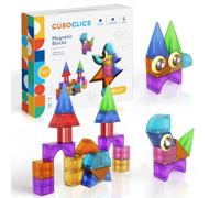 Clics Cubo Creative Pack 22pcs | 3D Magnetic Solid Blocks | 10 Geometric Shapes | Se conecta a las 6 caras | Juguete de construcción STEM a partir de 3 años | Sin azulejos planos
