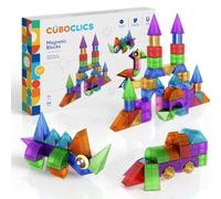 Clics Cubo Creative Pack de 64 unidades, bloques magnéticos sólidos 3D, 13 formas geométricas, se conecta a todas las 6 superficies, juguete de construcción STEM a partir de 3 años, sin azulejos