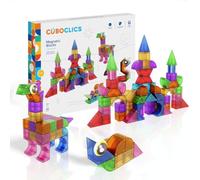 Clics Cubo Creative Pack de 85 unidades, bloques magnéticos sólidos 3D, 13 formas geométricas, se conecta a todas las 6 superficies, juguete de construcción STEM a partir de 3 años, sin azulejos