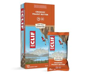 CLIF BAR | Barritas Energéticas | Crunchy Peanut Butter | Barrita de Proteína Vegetal para Correr, Entrenar para Maratones, Ciclismo y Deportes de Resistencia | Snack Energético Natural | 12 x 68 g