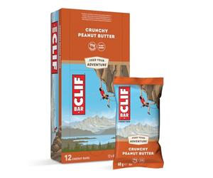 CLIF BAR | Barritas Energéticas | Crunchy Peanut Butter | Barrita de Proteína Vegetal para Correr, Entrenar para Maratones, Ciclismo y Deportes de Resistencia | Snack Energético Natural | 12 x 68 g