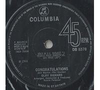 CLIFF RICHARD - Congratulations/High `n`Dry (7" Vinyl Single)(1968)(Columbia DB 8376)