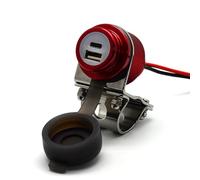 Cliff Top 36W PD USB-C y QC 3.0 Cargador USB para manillar de motocicleta de aluminio para manillar de 7/8" y 1" - Evita la desinflación de la batería (rojo)