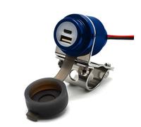 Cliff Top 36W PD USB-C y QC 3.0 Cargador USB para manillar de motocicleta de aluminio para manillar de 7/8" y 1" - Evita la desinflación de la batería (azul)