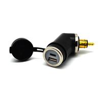 Cliff Top Cargador USB DIN de 36 W PD USB-C y QC 3.0 adaptador de enchufe USB para enchufe DIN, compatible con motocicletas BMW Ducati Triumph (ángulo corto)