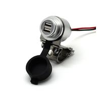 Cliff Top Cargador USB para Motocicleta de Aluminio de 4,6 amperios y 23 W con Puerto Dual de Carga rápida, Resistente al Agua para manillares de 7/8'' y 1'' para teléfonos Inteligentes y GPS (Plata)