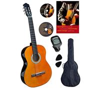 Clifton - Set de guitarra de concierto de 4/4 (libro en alemán, CD, DVD, afinador, plectren, funda acolchada)