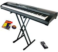 Clifton Stage Piano con pedal de sostenimiento, fuente de alimentación y soporte de doble punta, libro de partituras y CD de karaoke
