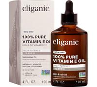 Cliganic Aceite de vitamina E 100 % puro para la piel, el cabello y la cara, 120.000 UI, verificado sin OMG, D-alfa tocoferol natural