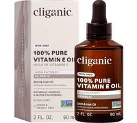 Cliganic Aceite de vitamina E 100% puro para la piel, el cabello y la cara - 60,000 UI, verificado sin OMG | Tocoferol D-alfa natural