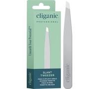 Cliganic Pinzas profesionales para cejas, punta inclinada, precisión para hombres y mujeres, acero inoxidable, ideal para depilar el vello facial de la barbilla