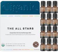 Cliganic USDA - Juego de 12 aceites esenciales de aromaterapia orgánica, 100% puro, de menta, lavanda, eucalipto, árbol de té, limoncillo, romero, incienso, naranja, limón, cassia, cedro y pomelo