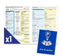 Clikeaze Constatación amistosa de accidente + disco horario coche | Kit completo 1 módulo azul y 1 parquímetro para coches y motos | Juego en italiano conforme a las normativas