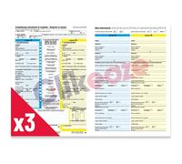 Clikeaze Constatación amistosa de incidentes x3 módulos CAI - 4 copias autocalantes cada uno - para denuncia de izquierda - Módulo azul conforme a las normativas