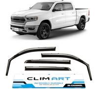 CLIM Art in-Channel 619006LP - Juego de 4 Protectores de Lluvia para Dodge RAM 1500 2019-2021 Crew Cab, Originales deflectores de Ventana, Rejillas de ventilación, Accesorios para Camiones ahumados