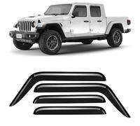 CLIM ART Protectores de lluvia increíblemente duraderos compatibles con Jeep Gladiator 2020-2024, deflectores de ventana con cinta adhesiva, deflector de ventilación, viseras de ventana, accesorios de
