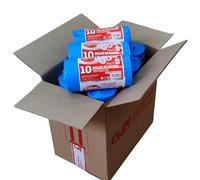 Clim Profesional 150 Bolsas Basura STRONG de 50 Litros en Color Azul y Extra Fuertes. Bolsas Perfumadas, con Autocierre, Antigoteo y Extra Resistentes. Medidas 70x75 cm. Caja con 15 rollos.