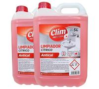 Clim Profesional. 2 Limpiadores Cítrico contra Cal, Suciedad y Moho para baños y multisuperficies. Es Desincrustante y Antigotas ideal para Limpiar Baños. Caja con 2 garrafas de 5 litros