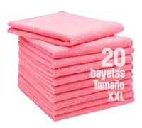 Clim Profesional 20 Bayetas de Microfibra Adi-Plus XXL Extra Grandes Color Rosa Paños Multiusos 40x40CM Súper Absorbentes y Reutilizables. Limpieza en Cocinas, Hogar y Superficies