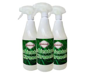 Clim Profesional Ambientadores con Citronela, Pack 3 Botellas 750ml | Ahuyenta y actúa de repelente de Insectos. Aplicación fácil con Pulverizador
