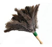 Clim Profesional - Plumero Atrapapolvo de 56 cm con Mango de Madera y 100% Pluma de Avestruz, Calidad Extra - Limpieza Profesional para Muebles, Estanterías, Mesas, etc
