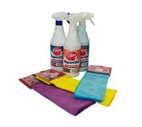 Clim Profesional Set Limpieza Completa SuperClim | Multiusos Mágico, Desengrasante y Limpia Baños | Uso Profesional y diario | 3 Botellas Pulverizadoras 750 ml + 3 Bayetas