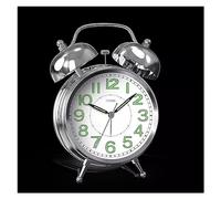 Clima de alarma despertador, sin ticking, reloj de noche silencioso con dos campanas de alarma fuerte para durmientes pesados, reloj de alarma de cabecera para decoración y regalos despertador