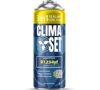 CLIMASET - 3en1 R 1234yf Recarga de Aire Acondicionado, Aceite, Sellador de Fugas - Kit de Recarga de Gas para Aire Acondicionado para Automóviles