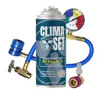 ClimaSet Gas de repuesto R134a para Aire Acondicionado de Coche con manguera y adaptador - para un rendimiento óptimo - respetuoso con la naturaleza - no tóxico - resistente a la corrosión - 170 g