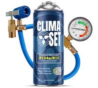 ClimaSet Gas sustituto R134a de repuesto para Aire Acondicionado de Coche con manguera - Consciente de la naturaleza - No tóxico - Resistente a la corrosión - Fácil de usar por su cuenta - 170