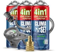 CLIMASET - Kit de Recarga de Aire Acondicionado para Coche - 3 Unidades 4 en 1 sustituto R1234yf + Manguera + Adaptador YF - para vehículos Fabricados después de 2016, con una Manguera Moderna