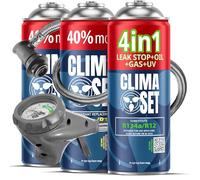 CLIMASET - Kit de recarga de aire acondicionado para coche - 4 en 1 R134a + 2x Gas y aceite R134a + manguera - Para vehículos de 1994 a 2016, manguera moderna y fácil de usar, manómetro