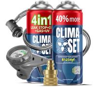 CLIMASET - Kit de recarga de aire acondicionado para coche - Gas y aceite R1234yf + R1234yf 4 en 1 + manguera + adaptador YF - Para vehículos fabricados después de 2016, con una manguera moderna