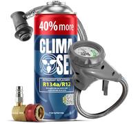 CLIMASET - Kit de recarga de aire acondicionado para coche - Gas y aceite R134a + manguera + adaptador de alta/baja presión - Para vehículos de 1994 a 2016, manguera moderna y fácil de usar, manómetro