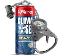 CLIMASET - Kit de recarga de aire acondicionado para coche - Gas y aceite sustituto R134a + manguera - Para vehículos de 1994 a 2016, manguera moderna y fácil de usar, manómetro