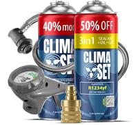 CLIMASET - Kit de recarga de aire acondicionado para coche - Gasolina y aceite R1234yf + R1234yf 3 en 1 + manguera + adaptador YF - Para vehículos fabricados después de 2016, con una manguera moderna