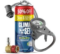CLIMASET - Kit de recarga de aire acondicionado para coche - Kit 3 en 1 R134a + manguera + adaptador de alta/baja presión - Para vehículos de 1994 a 2016, manguera moderna y fácil de usar, manómetro