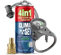 CLIMASET - Kit de Recarga de Aire Acondicionado para Coche - Kit 4 en 1 sustituto R1234YF + Manguera + Adaptador YF - para vehículos Fabricados después de 2016, con una Manguera Moderna