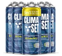 ClimaSet Kit Refrigerante Aire Acondicionado 3 en 1 R134a - - Para Coches 1994 a 2016 - Consciente de la Naturaleza - No Tóxico - Resistente a la Corrosión - 5 Piezas 170 g