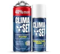 ClimaSet - R 1234yf Recarga de aire acondicionado XL y limpiador de aire acondicionado - Kit de Recarga de Gas para Aire Acondicionado para Automóviles - 235 g