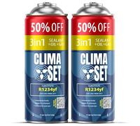 ClimaSet Recambio gas R1234yf 3in1 - Kit recarga aire acondicionado coche 2x235 g - Sustituto del refrigerante R1234yf - botella refrigerante coche - Gas aire acondicionado coche - ECO